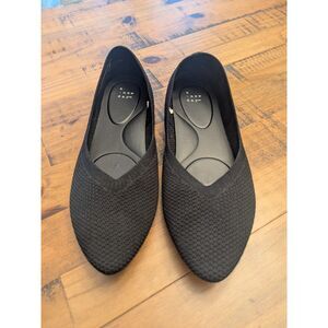 A New Day Black Knit Pointed Toe Flats Women's Size 9 Washable Comfort Shoes